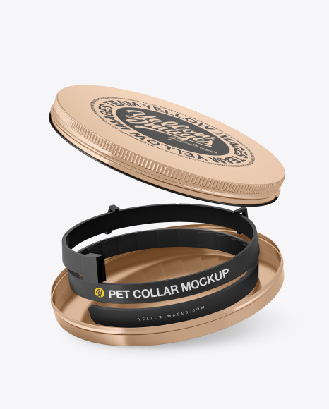 Metallic Round Tin Box w/ Pet Collar Mockup