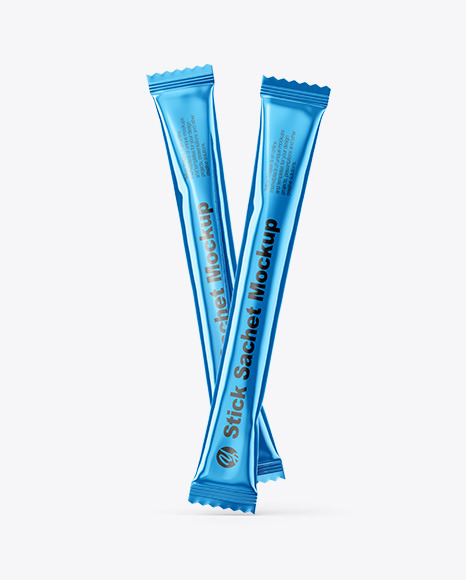 Two Metallic Stick Sachets Mockup