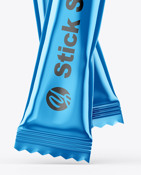 Two Metallic Stick Sachets Mockup PSD #1