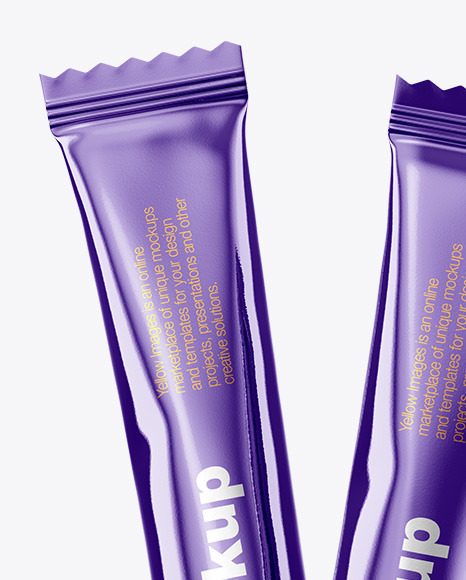 Two Metallic Stick Sachets Mockup PSD #7