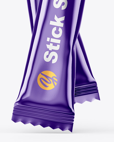 Two Metallic Stick Sachets Mockup PSD #5