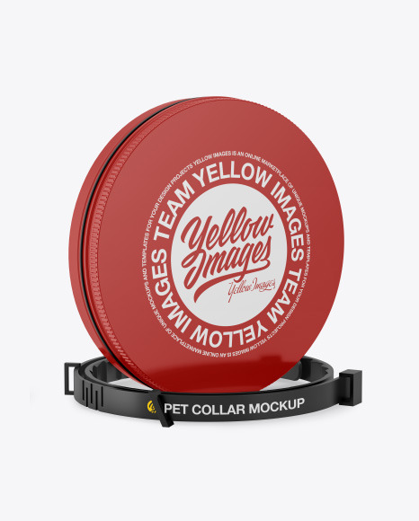 Glossy Round Tin Box w/ Pet Collar Mockup