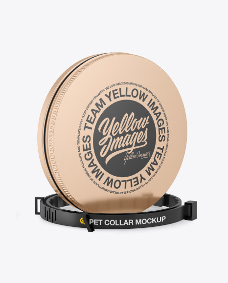 Metallic Round Tin Box w/ Pet Collar Mockup