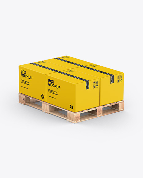 Pallet W  4 Paper Boxes Mockup PSD #2