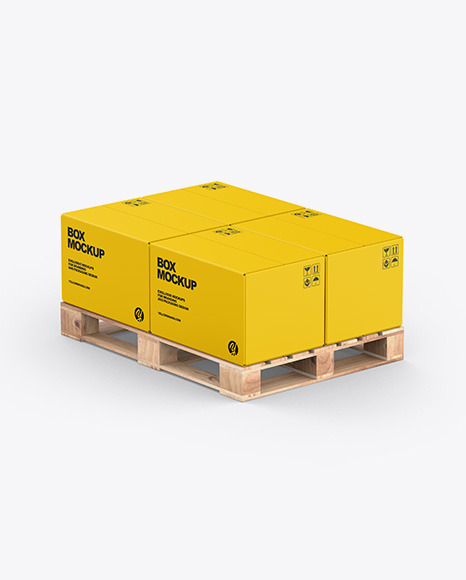 Pallet W  4 Paper Boxes Mockup PSD #1