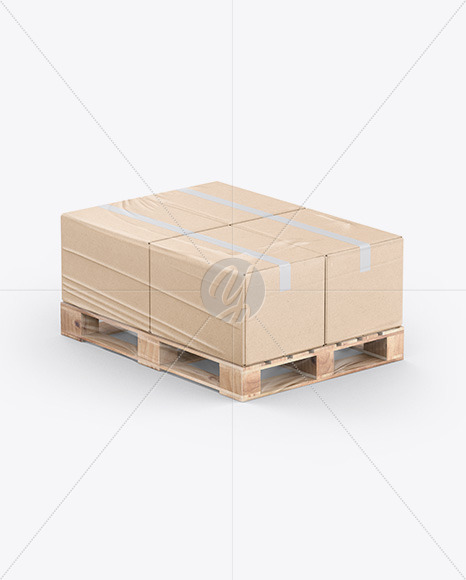 Download Pallet W 4 Kraft Boxes Mockup In Box Mockups On Yellow Images Object Mockups