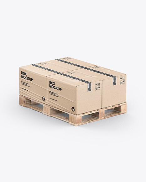 Pallet W/ 4 Kraft Boxes Mockup