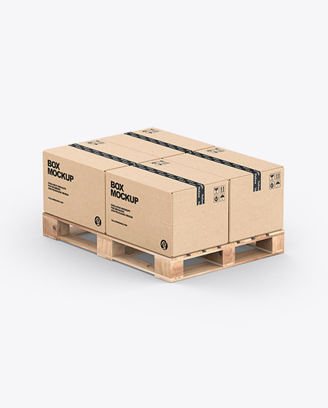 Pallet W  4 Kraft Boxes Mockup PSD #2