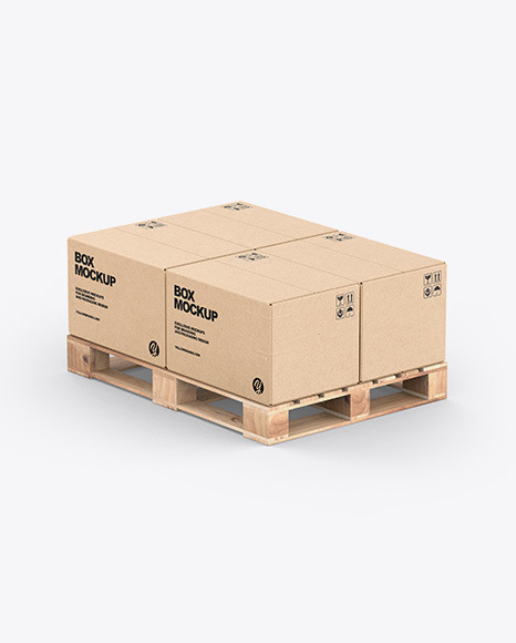 Pallet W  4 Kraft Boxes Mockup PSD #1