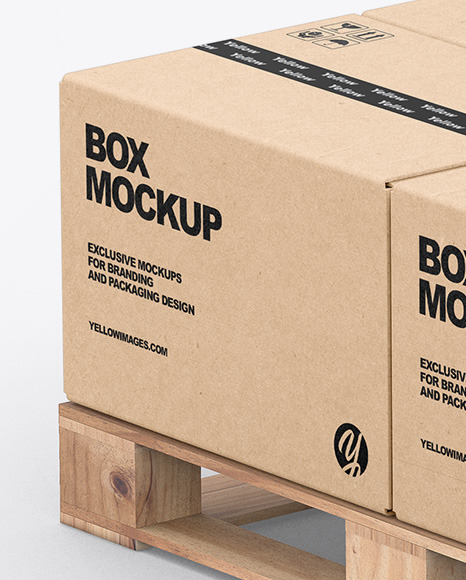 Pallet W  4 Kraft Boxes Mockup PSD #7