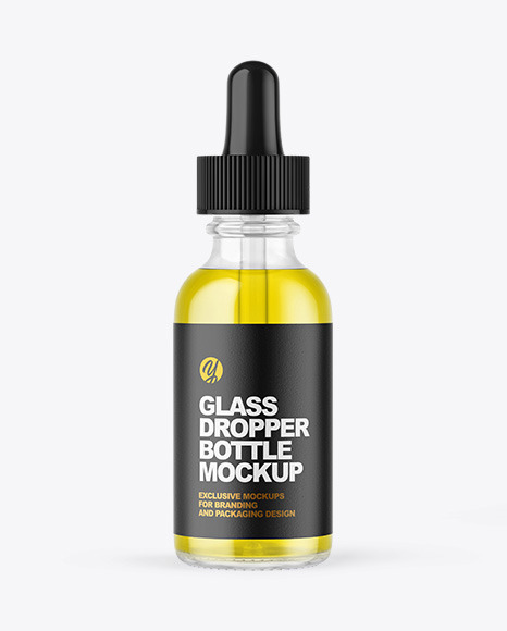 Clear Glass Dropper Bottle with Oil Mockup
