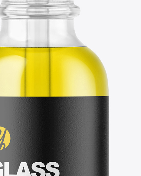 Clear Glass Dropper Bottle with Oil Mockup PSD #1
