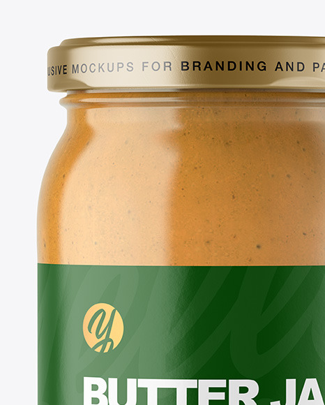 Clear Glass Jar with Peanut Butter Mockup PSD #1