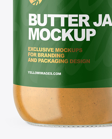 Clear Glass Jar with Peanut Butter Mockup PSD #6