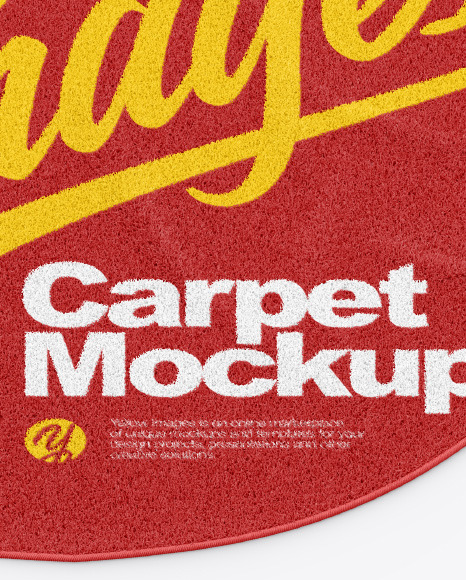 Round Carpet with Shag Pile Mockup PSD #1