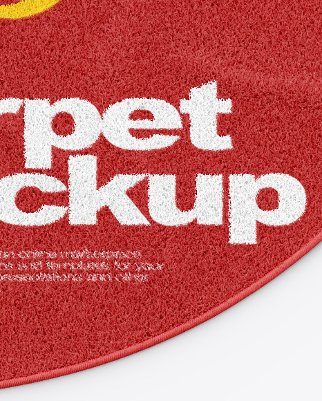 Round Carpet with Shag Pile Mockup PSD #6