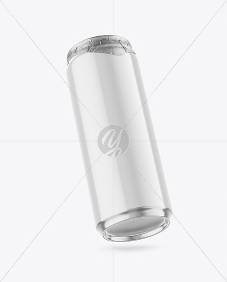 Free 500ml Glossy Drink Can w/ Foil Lid Mockup PSD Mockups