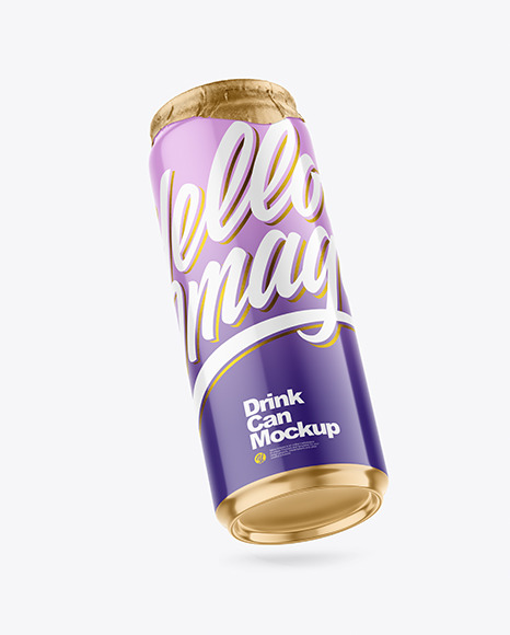 500ml Glossy Drink Can w/ Foil Lid Mockup