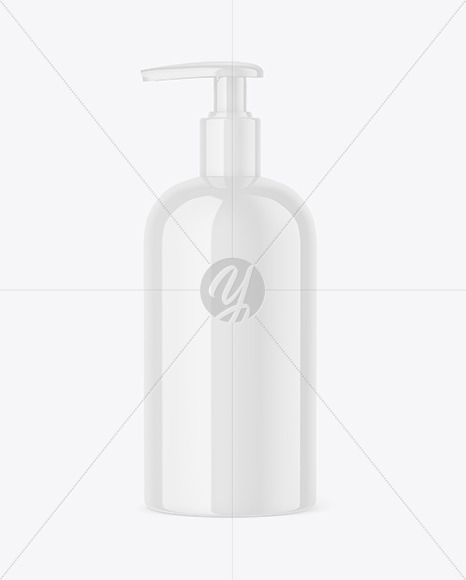 Free Glossy Sanitizer Bottle with Pump Mockup PSD Mockups