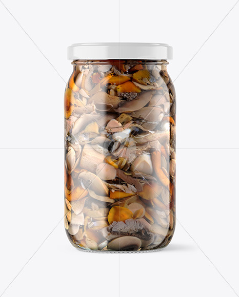 Free Clear Glass Jar with Mushrooms Mockup PSD Mockups