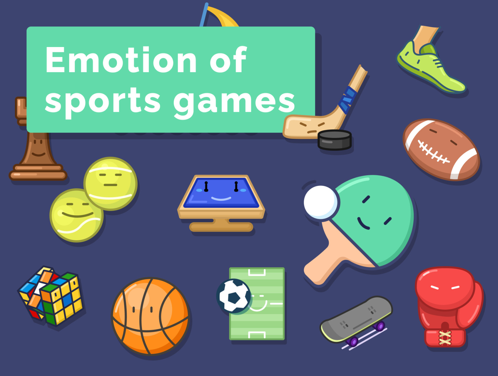 Emotion of sports games icons set