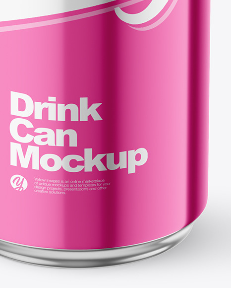 Get 500Ml Glossy Metallic Drink Can W/ Foil Lid Mockup Prototypes