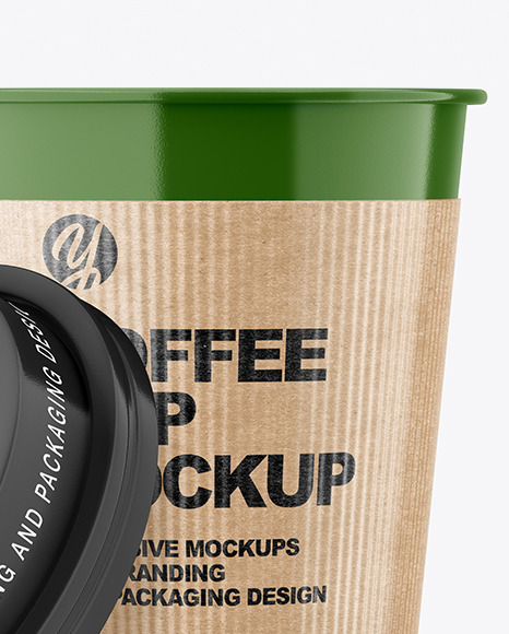 Glossy Opened Coffee Cup with Holder Mockup PSD #5