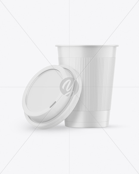 Free Matte Opened Coffee Cup with Holder Mockup PSD Mockups