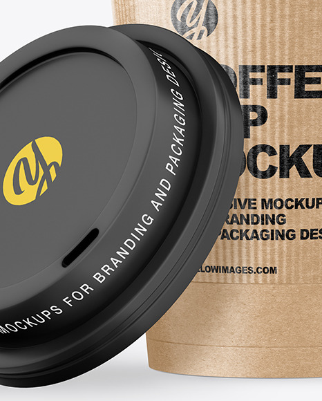 Kraft Opened Coffee Cup with Holder Mockup PSD #7