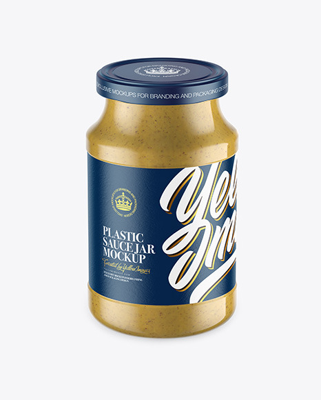 Glass Jar with Mustard Sauce Mockup