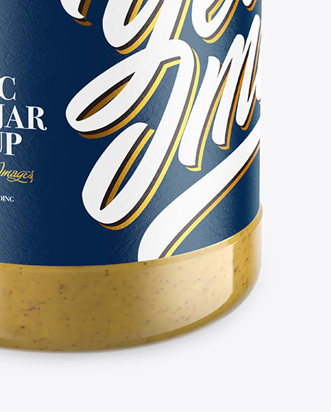 Glass Jar with Mustard Sauce Mockup PSD #7