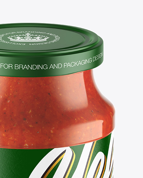 Glass Jar With Tomato Sauce Mockup PSD #1