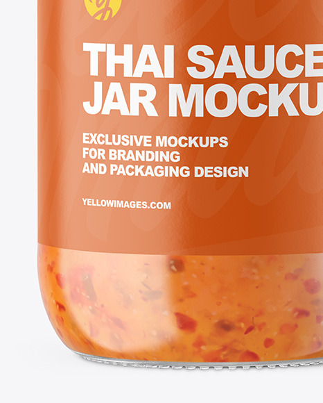 Clear Glass Jar with Sweet Chili Thai Sauce Mockup PSD #6