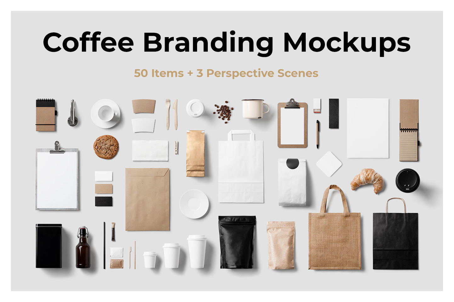 Coffee Stationery Mockup on Yellow Images Creative Store