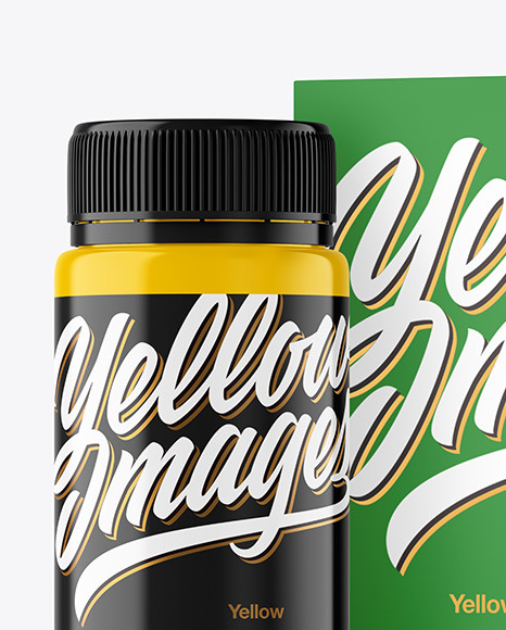 Glossy Plastic Bottle with Box Mockup PSD #6