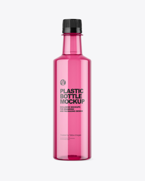 Colored Plastic Bottle w/ Water Mockup
