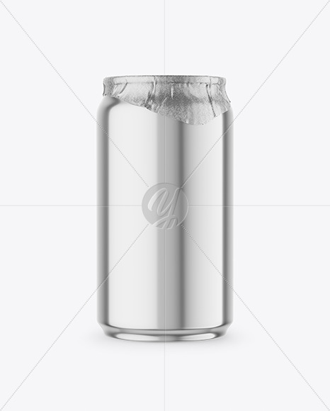 330ml Glossy Metallic Drink Can w/ Foil Lid Mockup