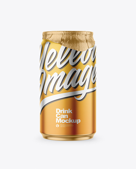 330ml Matte Metallic Drink Can w/ Foil Lid Mockup