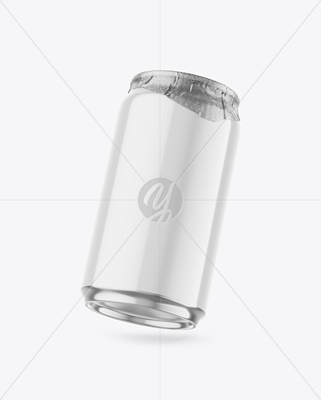 Free 330ml Glossy Drink Can w/ Foil Lid Mockup PSD Mockups