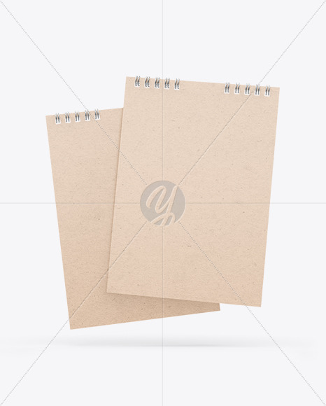 Two Kraft Paper Sketchbooks Mockup PSD #3