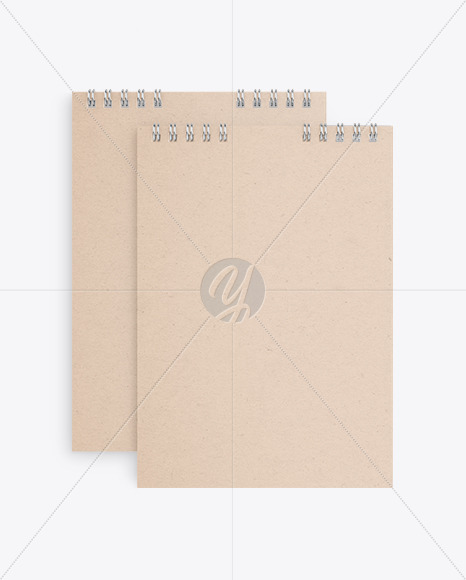 Free Two Kraft Paper Sketchbooks Mockup PSD Mockups