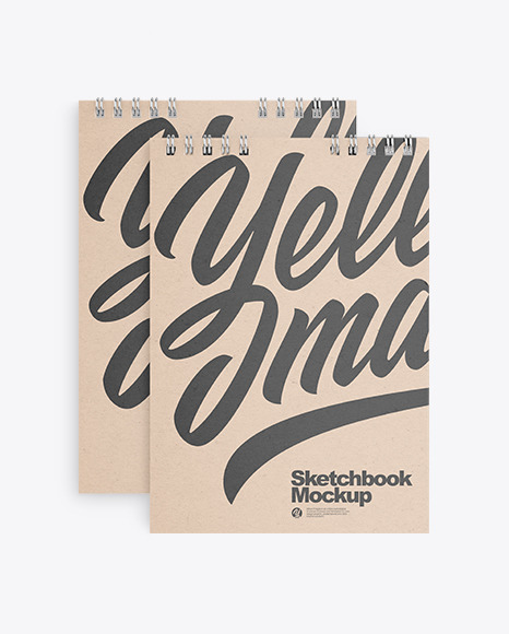 Two Kraft Paper Sketchbooks Mockup PSD #4