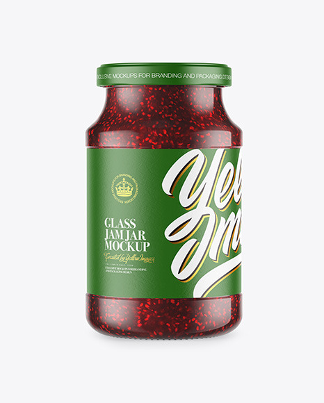 Download Glass Jar With Raspberry Jam Mockup Yellow Author