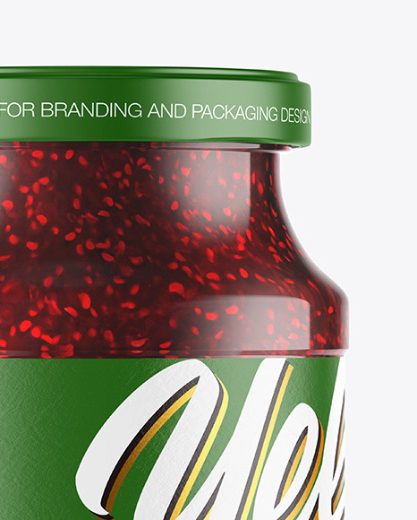 Glass Jar With Raspberry Jam Mockup