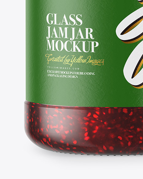 Glass Jar With Raspberry Jam Mockup