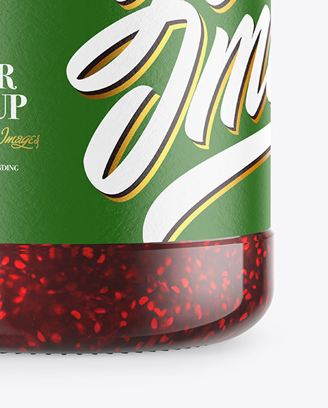 Glass Jar With Raspberry Jam Mockup