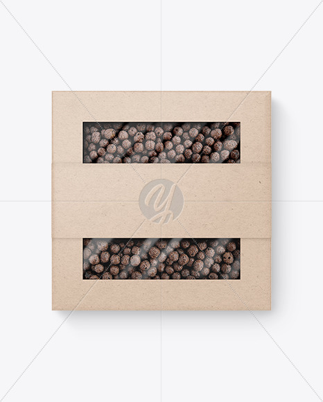 Download Kraft Paper Parcel With Row Bow Mockup Top View In Box Mockups On Yellow Images Object Mockups