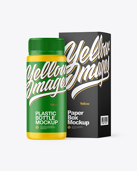 Matte Plastic Bottle with Box Mockup PSD #2