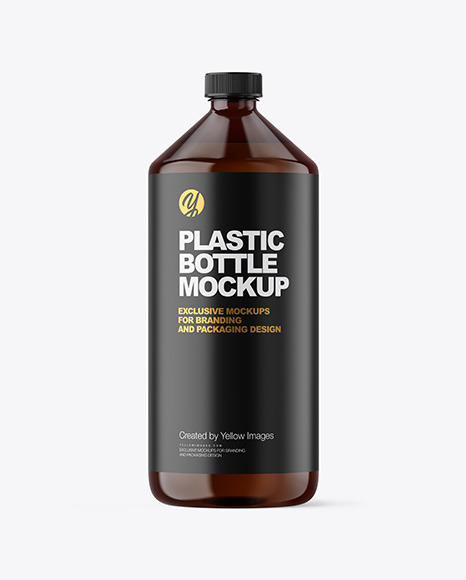 Amber Plastic Bottle Mockup