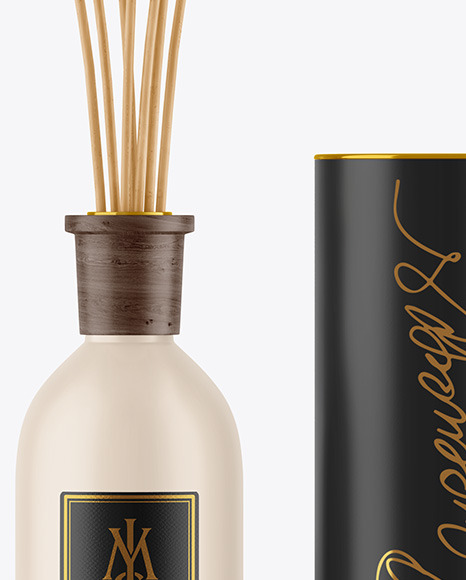 Download Matte Diffuser Bottle With Tube Mockup In Bottle Mockups On Yellow Images Object Mockups